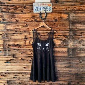 HOT TOPIC | Black Cat Face Grunge Punk Dress L